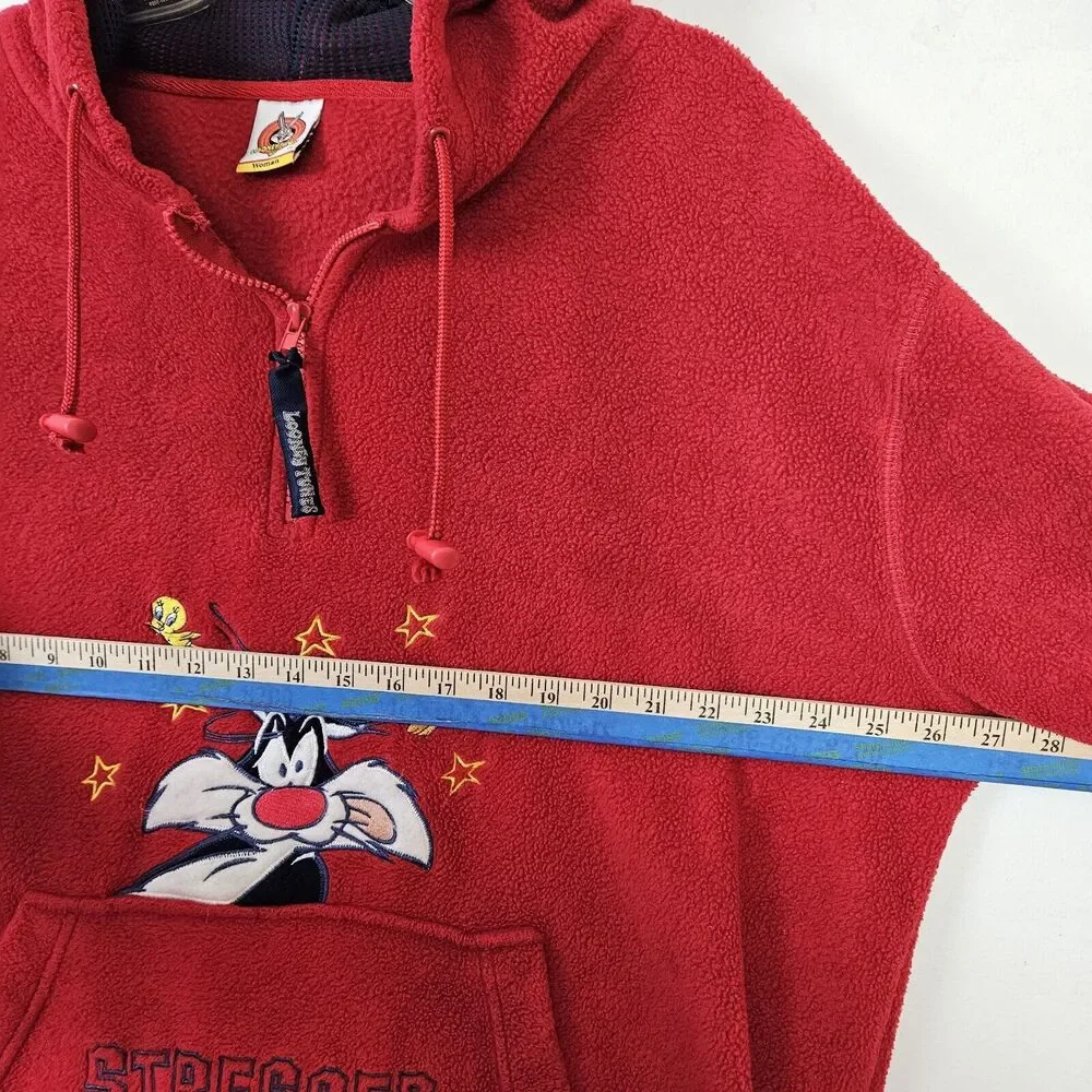 Looney Tunes Sylvester Red Hooded Fleece Sweatshirt STRESSES OUT Hoodie 1X - Picture 3 of 11